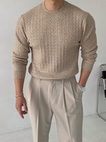 Men Solid Cable Knit Sweater