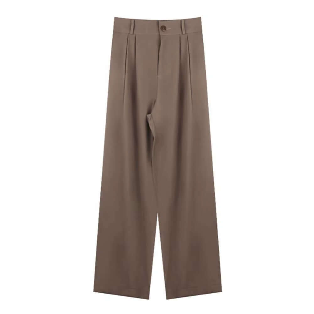 Women Long Pants Pocket Decoration Pants Elegant Wide Leg Dress Pants for Women with High Waist Button Zipper Fly for Business