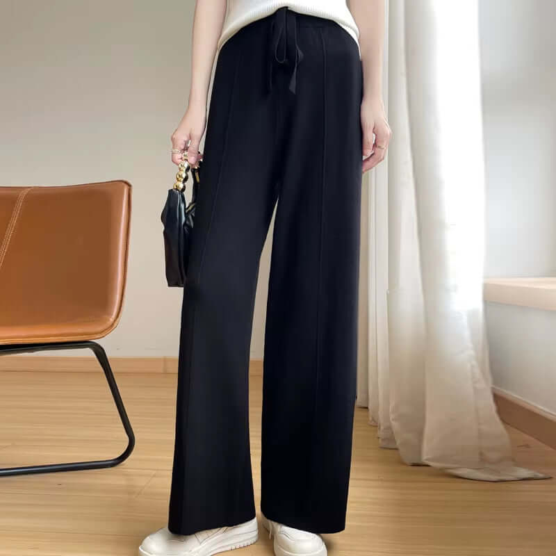 Women'S Cashmere Pants Sports Pants Women'S Autumn and Winter High Waist Drawstring Warm Pants Knitted Cashmere Warm Pants