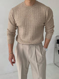Men Solid Cable Knit Sweater