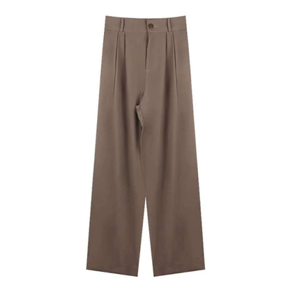 Women Long Pants Pocket Decoration Pants Elegant Wide Leg Dress Pants for Women with High Waist Button Zipper Fly for Business