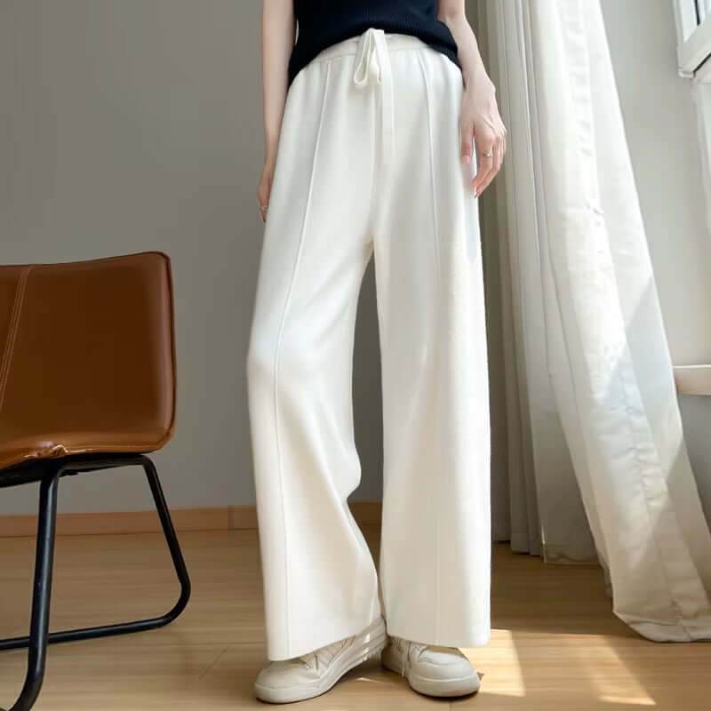 Women'S Cashmere Pants Sports Pants Women'S Autumn and Winter High Waist Drawstring Warm Pants Knitted Cashmere Warm Pants
