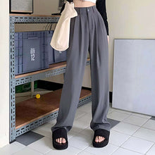 Women Long Pants Pocket Decoration Pants Elegant Wide Leg Dress Pants for Women with High Waist Button Zipper Fly for Business