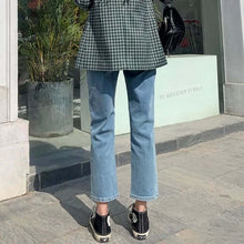Hot Sale Jeans Women Straight Leg Ankle-Length All-Match Casual Denim Trousers 4-Colors Popular Students Daily Street Do Old BF