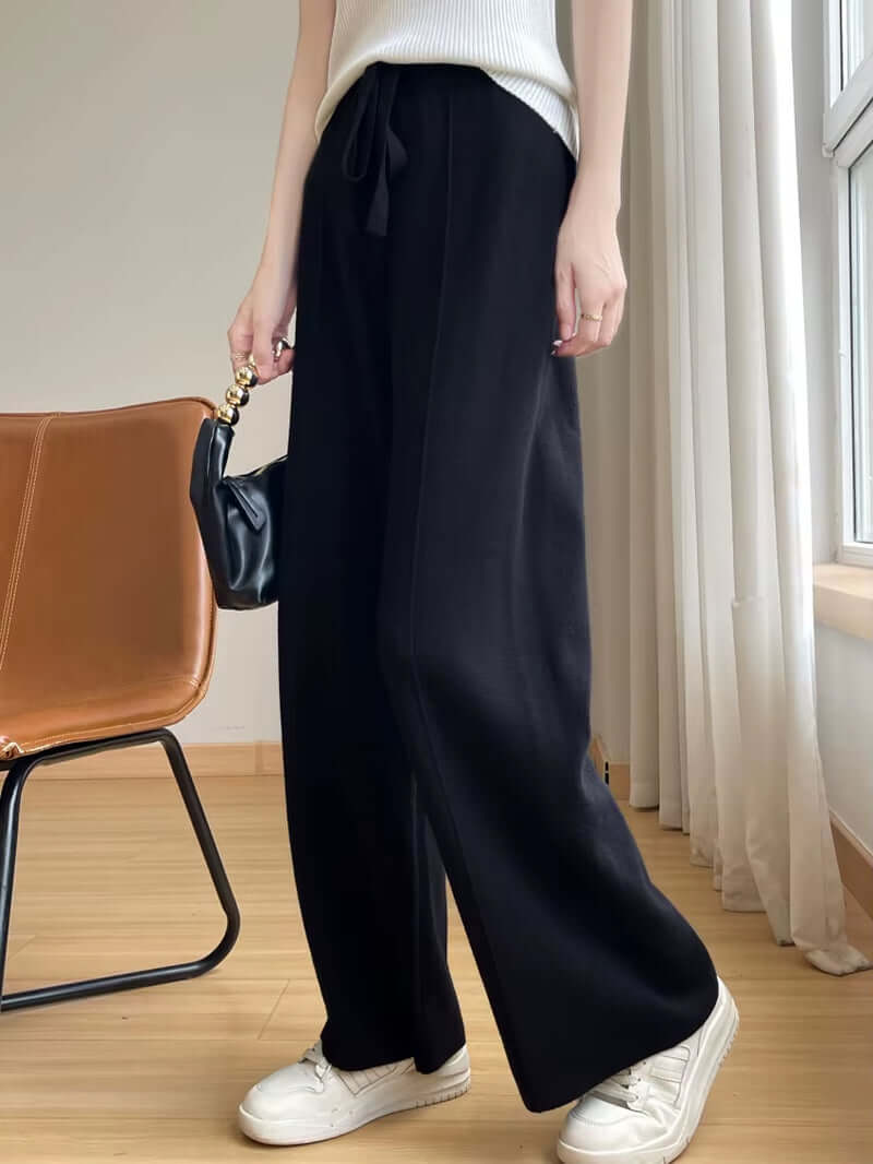 2024 Women'S Cashmere Pants Sports Pants Women'S Autumn and Winter High Waist Drawstring Warm Pants Knitted Cashmere Warm Pants