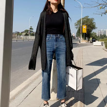 Hot Sale Jeans Women Straight Leg Ankle-Length All-Match Casual Denim Trousers 4-Colors Popular Students Daily Street Do Old BF