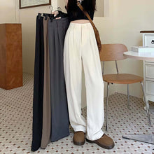 Women Long Pants Pocket Decoration Pants Elegant Wide Leg Dress Pants for Women with High Waist Button Zipper Fly for Business